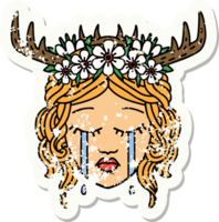 grunge sticker of a crying human druid png