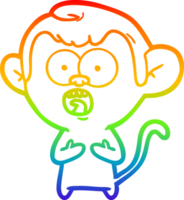 rainbow gradient line drawing of a cartoon shocked monkey png