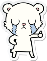 sticker of a crying polar bear cartoon png