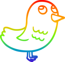 rainbow gradient line drawing of a cartoon garden bird png