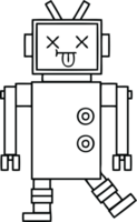 line drawing cartoon of a robot png