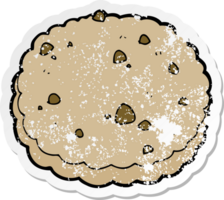 distressed sticker of a cartoon biscuit png