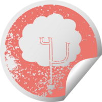 distressed circular peeling sticker quirky symbol tree png