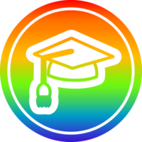 graduation cap circular icon with rainbow gradient finish png