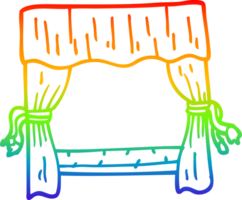 rainbow gradient line drawing of a cartoon stage curtains png