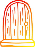 warm gradient line drawing of a cartoon old wood door png