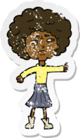 retro distressed sticker of a cartoon annoyed old woman png