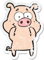 beunruhigter Aufkleber eines glücklichen Cartoonschweins png