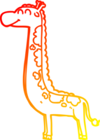 warm gradient line drawing of a cartoon giraffe png