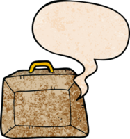 cartoon budget briefcase with speech bubble in retro texture style png