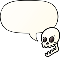 laughing skull cartoon with speech bubble in smooth gradient style png