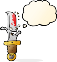 cartoon frightened knife with thought bubble png