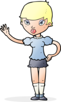 Cartoon-Frau winkt png