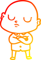 warm gradient line drawing of a cartoon bald man png