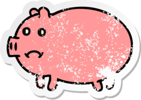 distressed sticker of a cute cartoon pig png