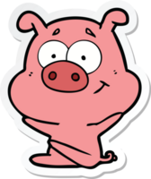 sticker of a happy cartoon pig png