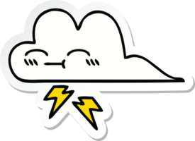 sticker of a cute cartoon thunder cloud png