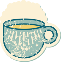 image emblématique de style tatouage d'autocollant en détresse d'une tasse de café png