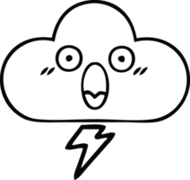 lijn tekening tekenfilm van een donder wolk png