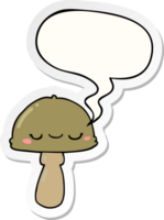 dessin animé champignon avec discours bulle autocollant png