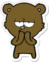 sticker of a bored bear cartoon png