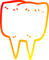 warm gradient line drawing of a cartoon tooth png