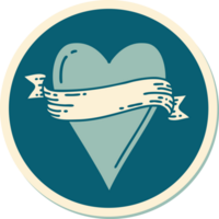 sticker of tattoo in traditional style of a heart and banner png