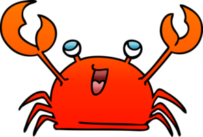 gradient shaded quirky cartoon happy crab png