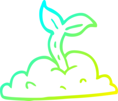 frio gradiente linha desenhando do uma desenho animado crescendo plantinha png