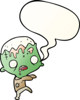 fofa desenho animado zumbi com discurso bolha dentro suave gradiente estilo png