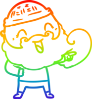 arc en ciel pente ligne dessin de une content homme avec barbe et hiver chapeau png