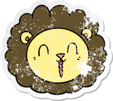 distressed sticker of a cartoon lion face png