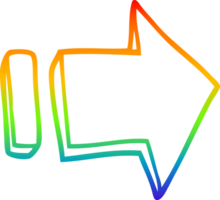 rainbow gradient line drawing of a cartoon pointing arrow png