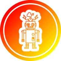 defect robot circulaire icoon met warm helling af hebben png