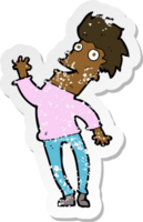 retro distressed sticker of a cartoon happy man png