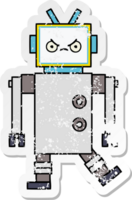 adesivo in difficoltà di un simpatico robot cartone animato png
