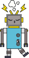 cute cartoon of a malfunctioning robot png