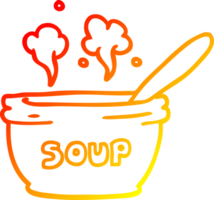 warm Gradient Linie Zeichnung von ein Karikatur von heiß Suppe png