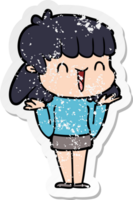 distressed sticker of a cartoon woman png