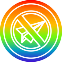 papel avión prohibición circular icono con arco iris degradado terminar png