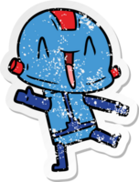 distressed sticker of a cartoon robot png