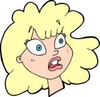 rosto feminino chocado dos desenhos animados png