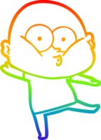 arcobaleno pendenza linea disegno di un' cartone animato Calvo uomo fissando png