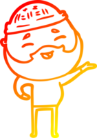 warm gradient line drawing of a cartoon happy bearded man png