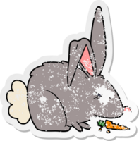 distressed sticker of a cartoon annoyed rabbit png