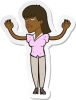 sticker of a cartoon woman throwing hands in air png