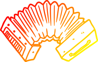 warm gradient line drawing of a cartoon accordion png