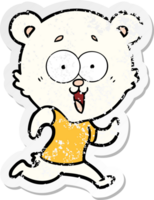 distressed sticker of a laughing teddy  bear cartoon png