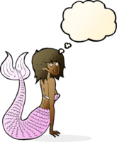 Cartoon-Meerjungfrau mit Gedankenblase png