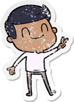 distressed sticker of a cartoon friendly man png